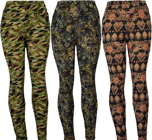 3 Piece Bundle Summer Leggings for Women One-Size Fits All, Double Sided Pockets & Breathable Fabric